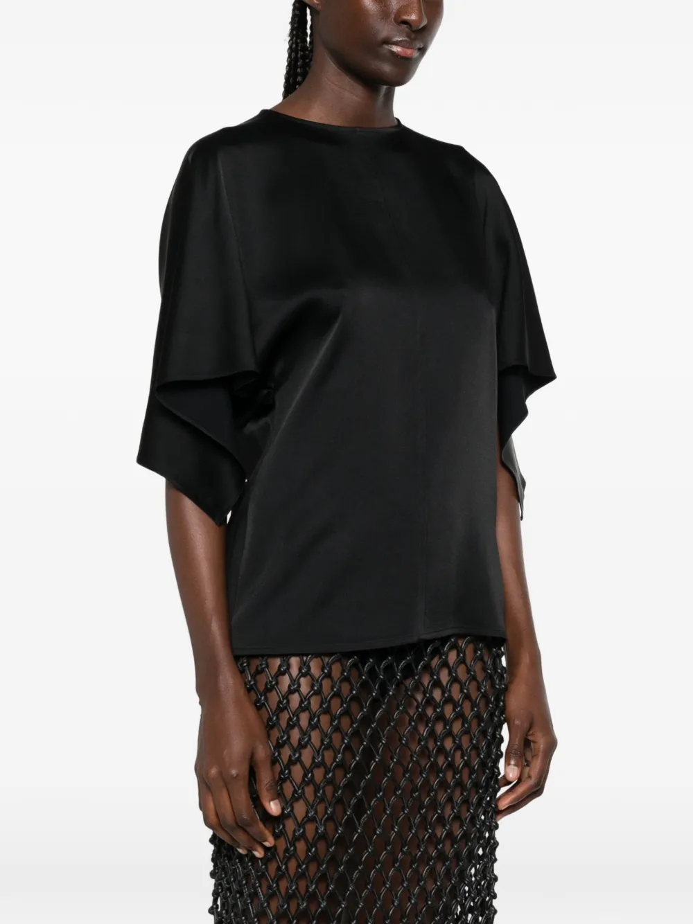 Stella McCartney Top met capemouwen en striksluiting op de rug Zwart