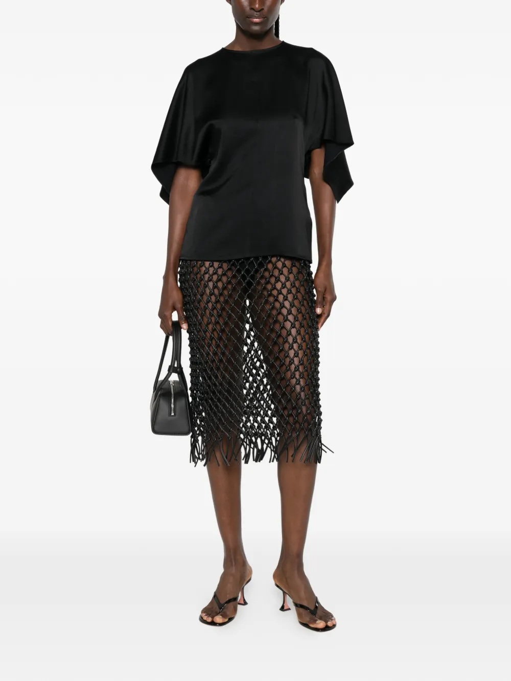 Stella McCartney Top met capemouwen en striksluiting op de rug Zwart