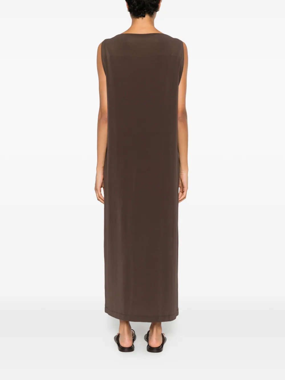 Issey Miyake Mouwloze jurk met boothals Bruin