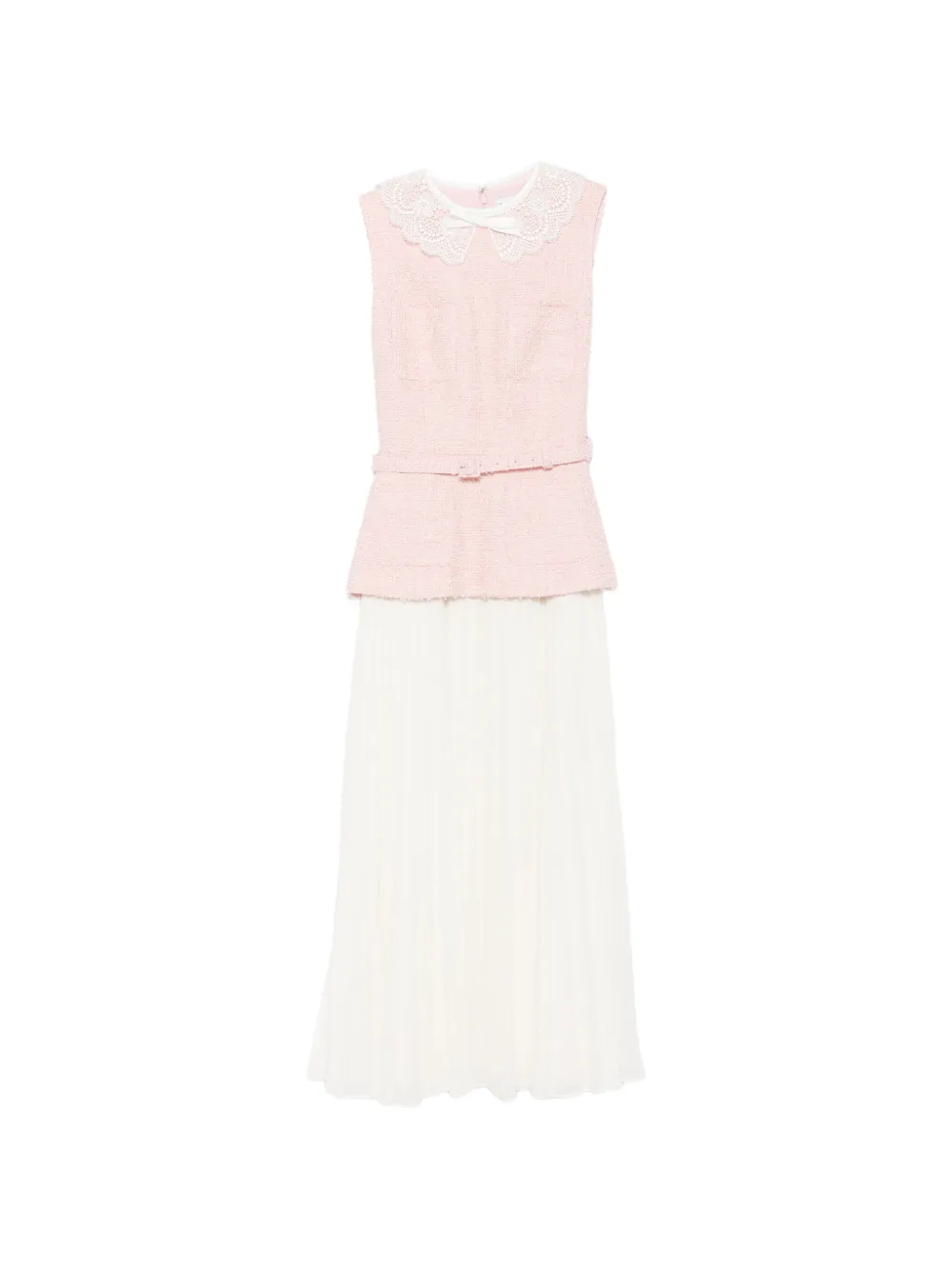 self-portrait Pink Cord Lace Tiered Midi Dress | Smart Closet