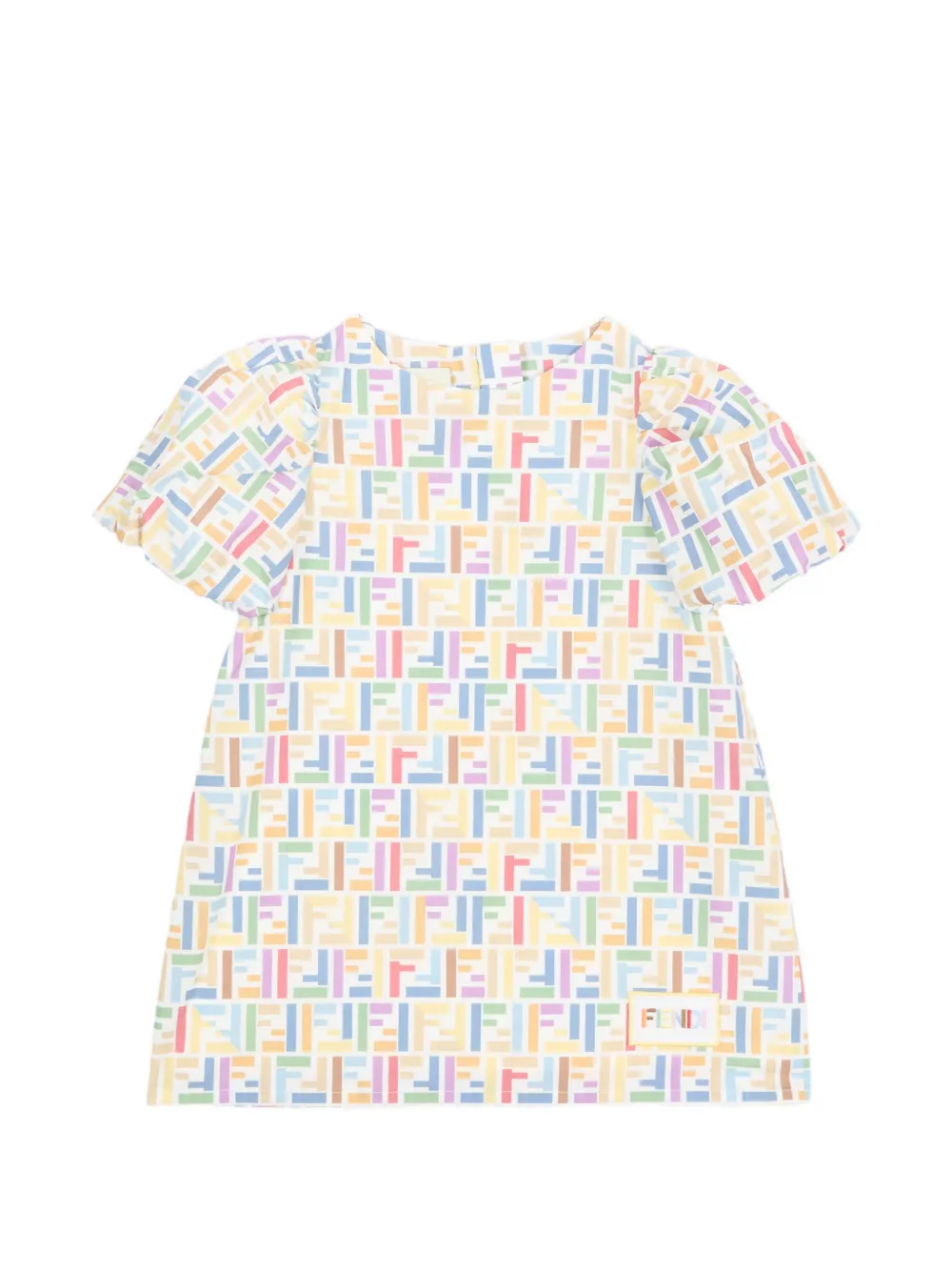 Fendi Kids FF-logo puff-sleeve dress - Weiß