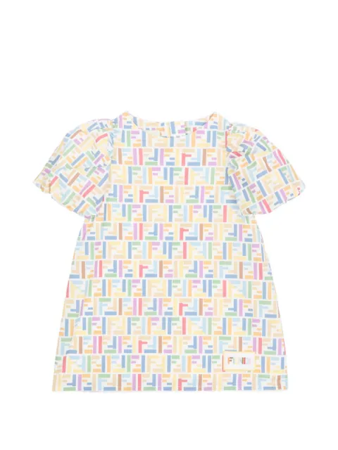 Fendi Kids vestido con mangas farol y logo FF
