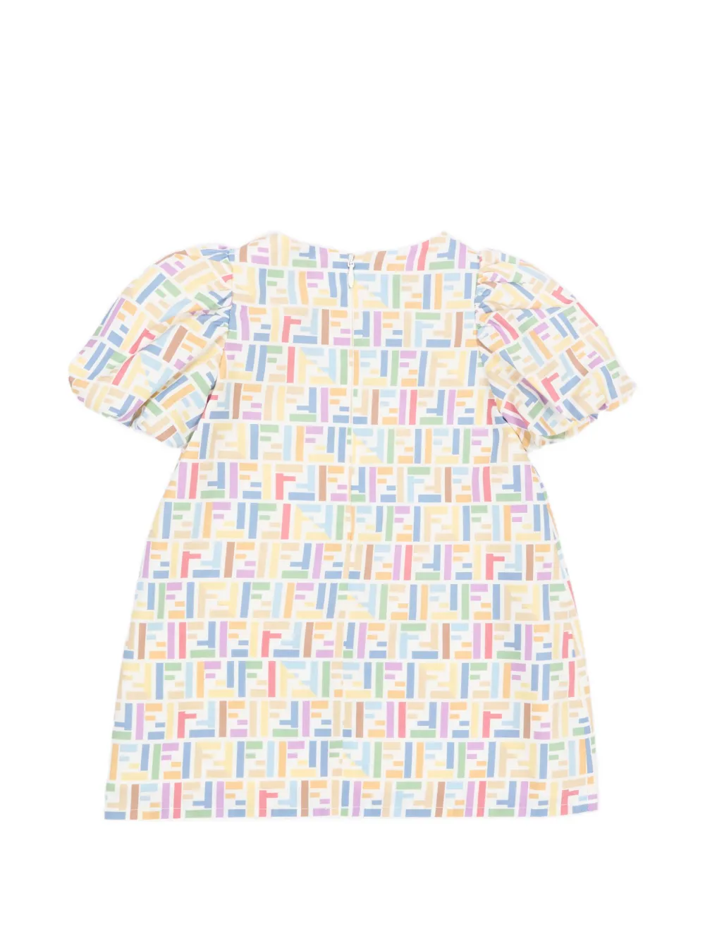Fendi Kids Jurk met pofmouwen en FF-logo Wit