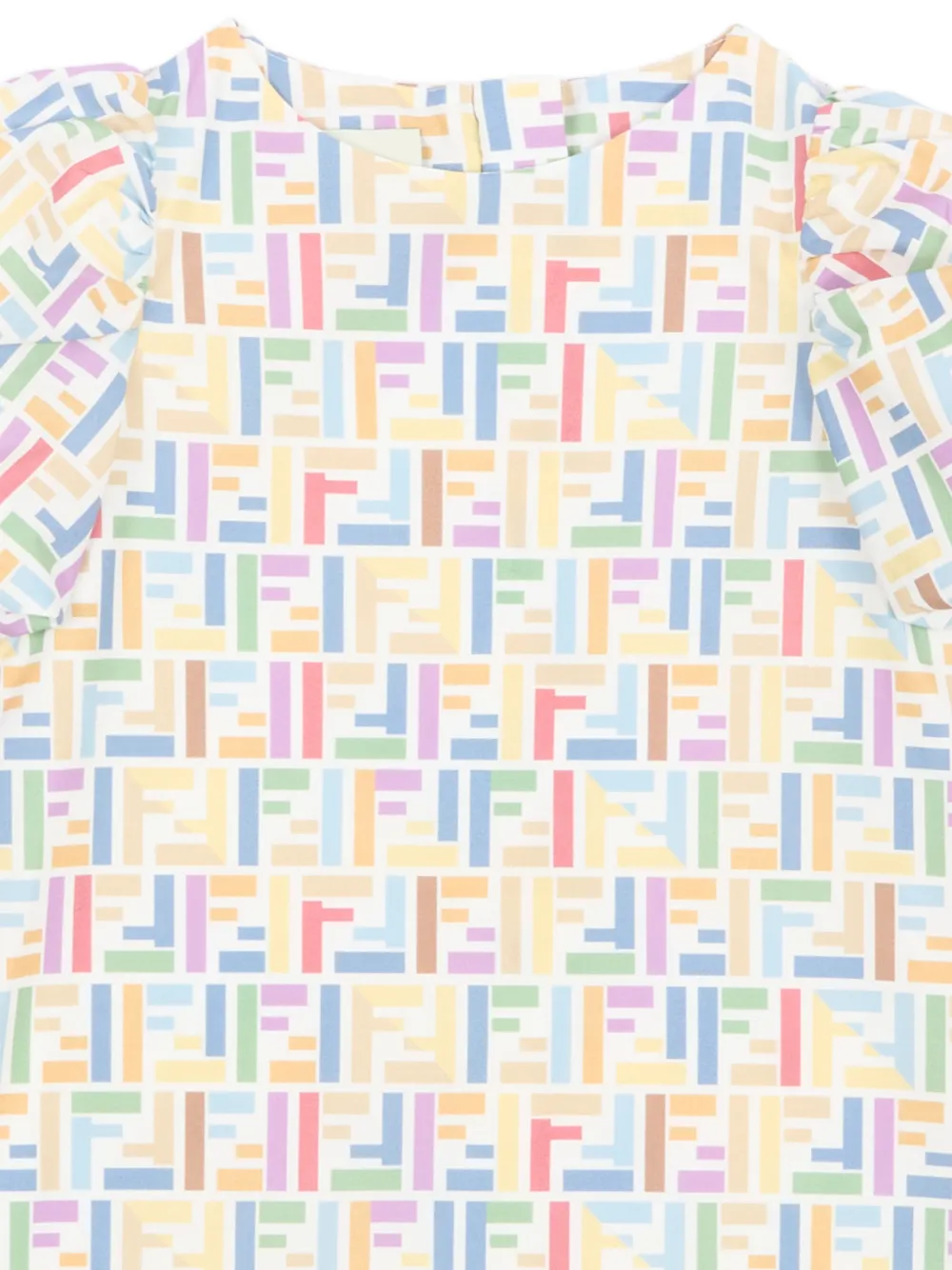 Fendi Kids Jurk met pofmouwen en FF-logo Wit