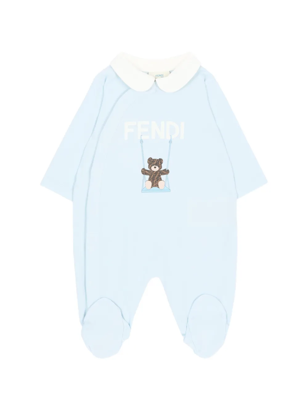 Fendi Kids Driedelige babyset met beerprint Blauw