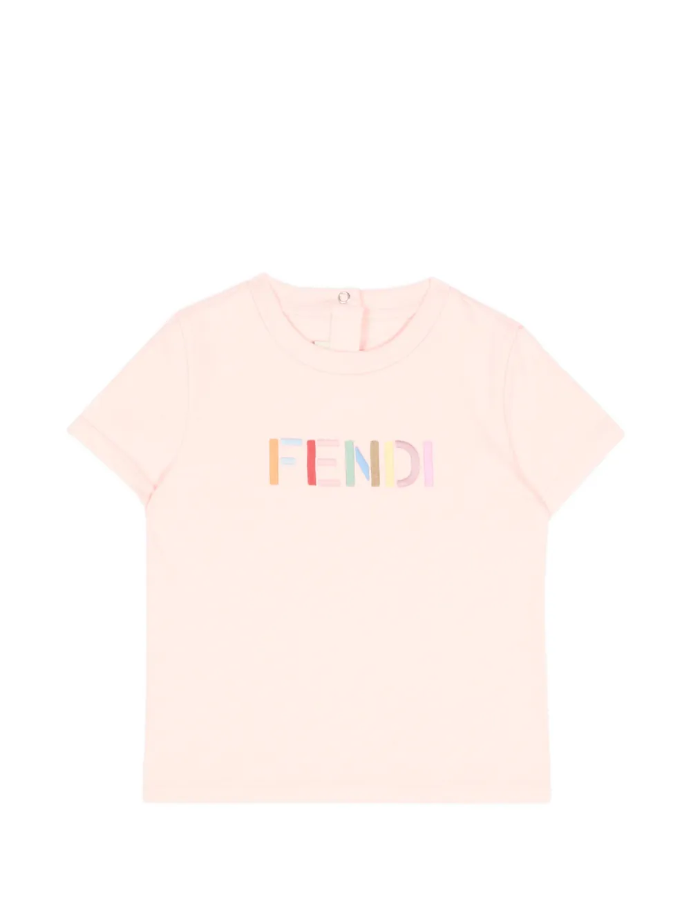 Fendi Kids logo-embroidered short-sleeve T-shirt - Rosa