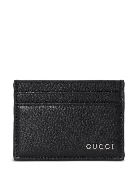 Gucci logo-plaque grained-leather card case