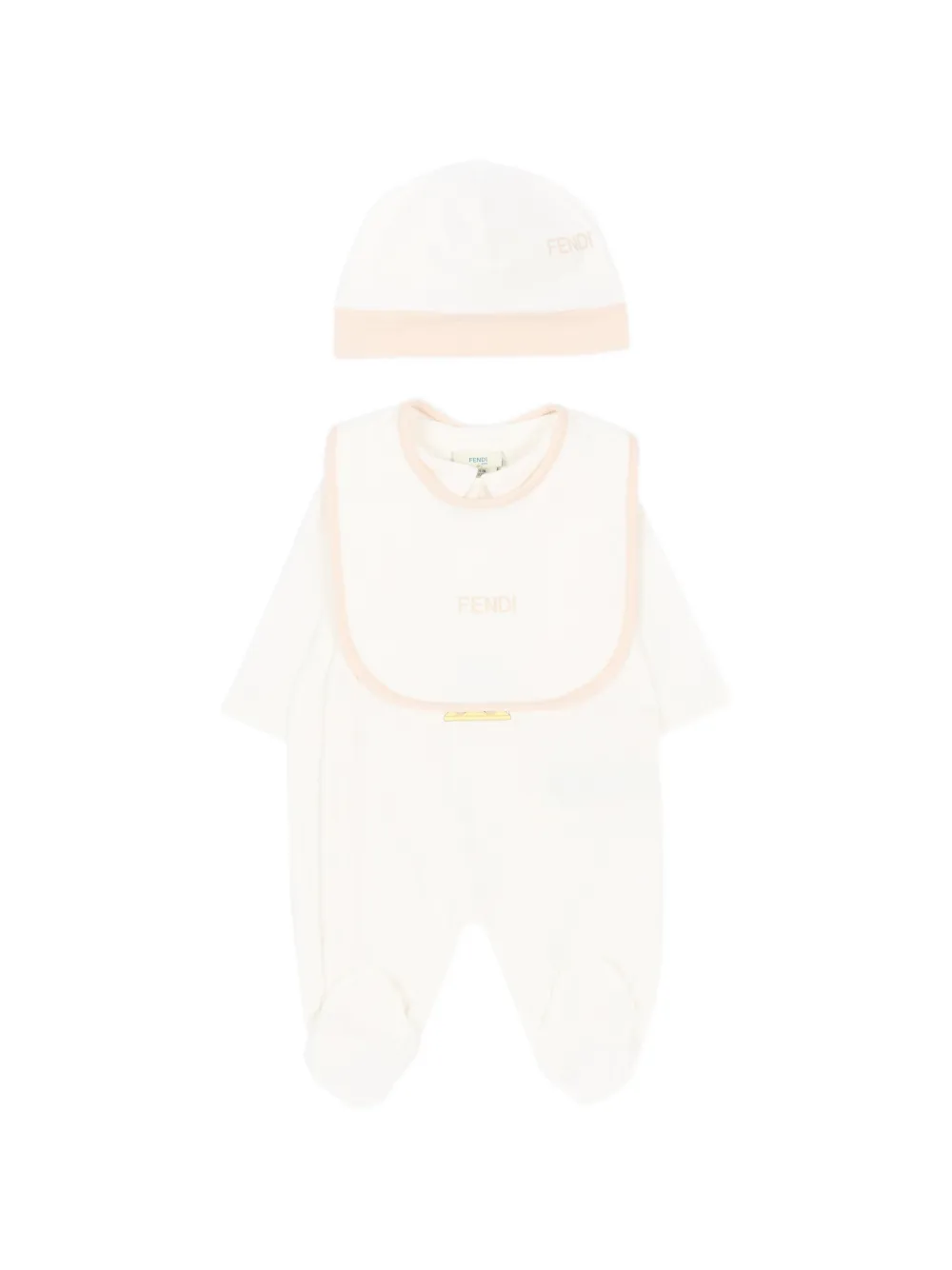 Fendi Kids bear-print babywear (set of three) - Nude