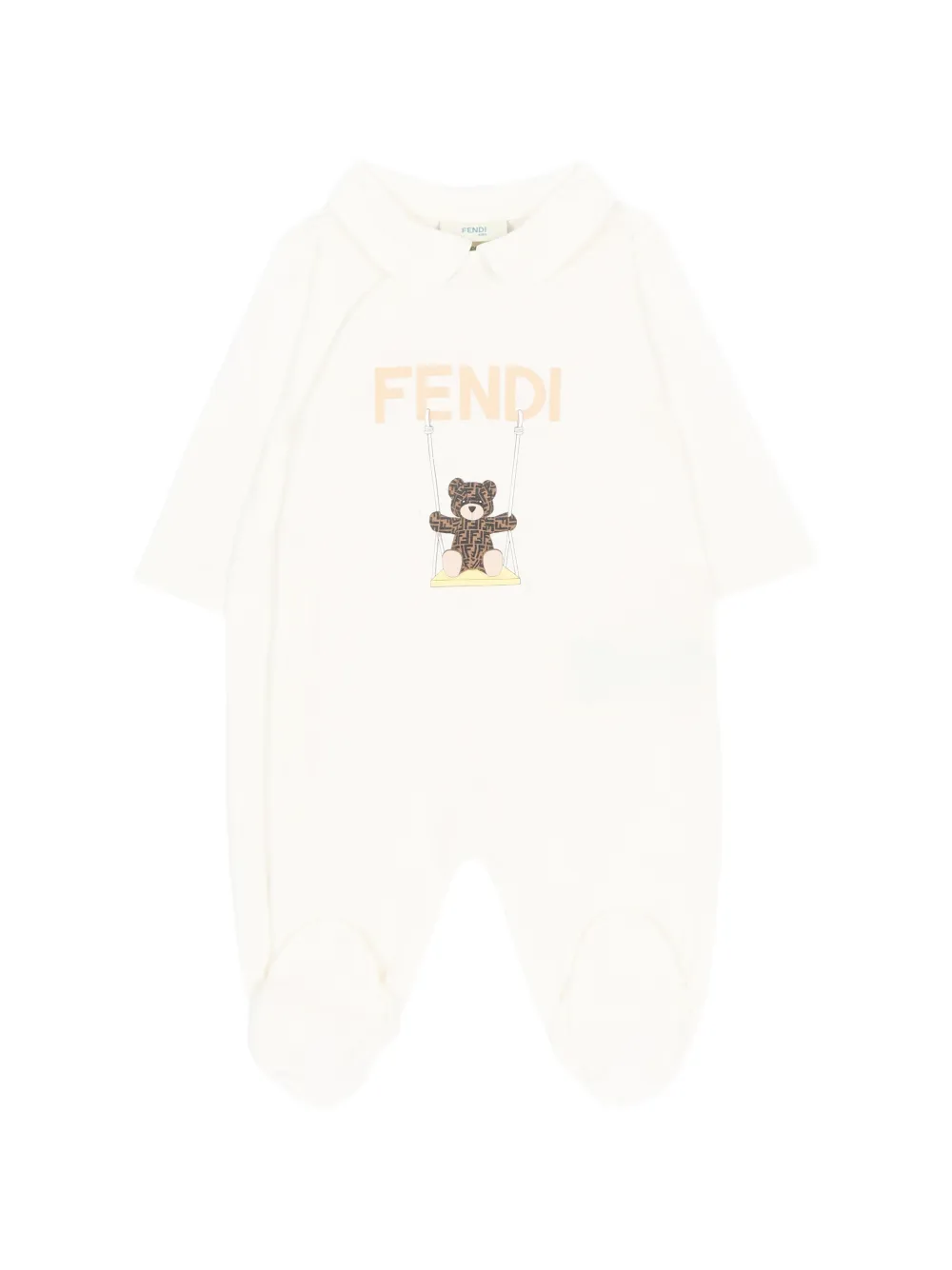 Fendi Kids Driedelige babyset met beerprint Beige