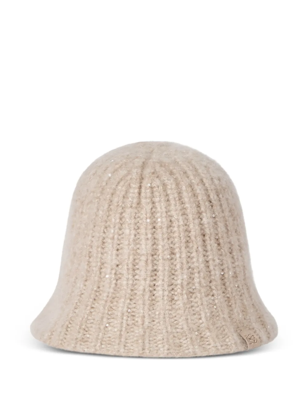 Brunello Cucinelli Kasjmier ribgebreide vissershoed met diamant garen Beige