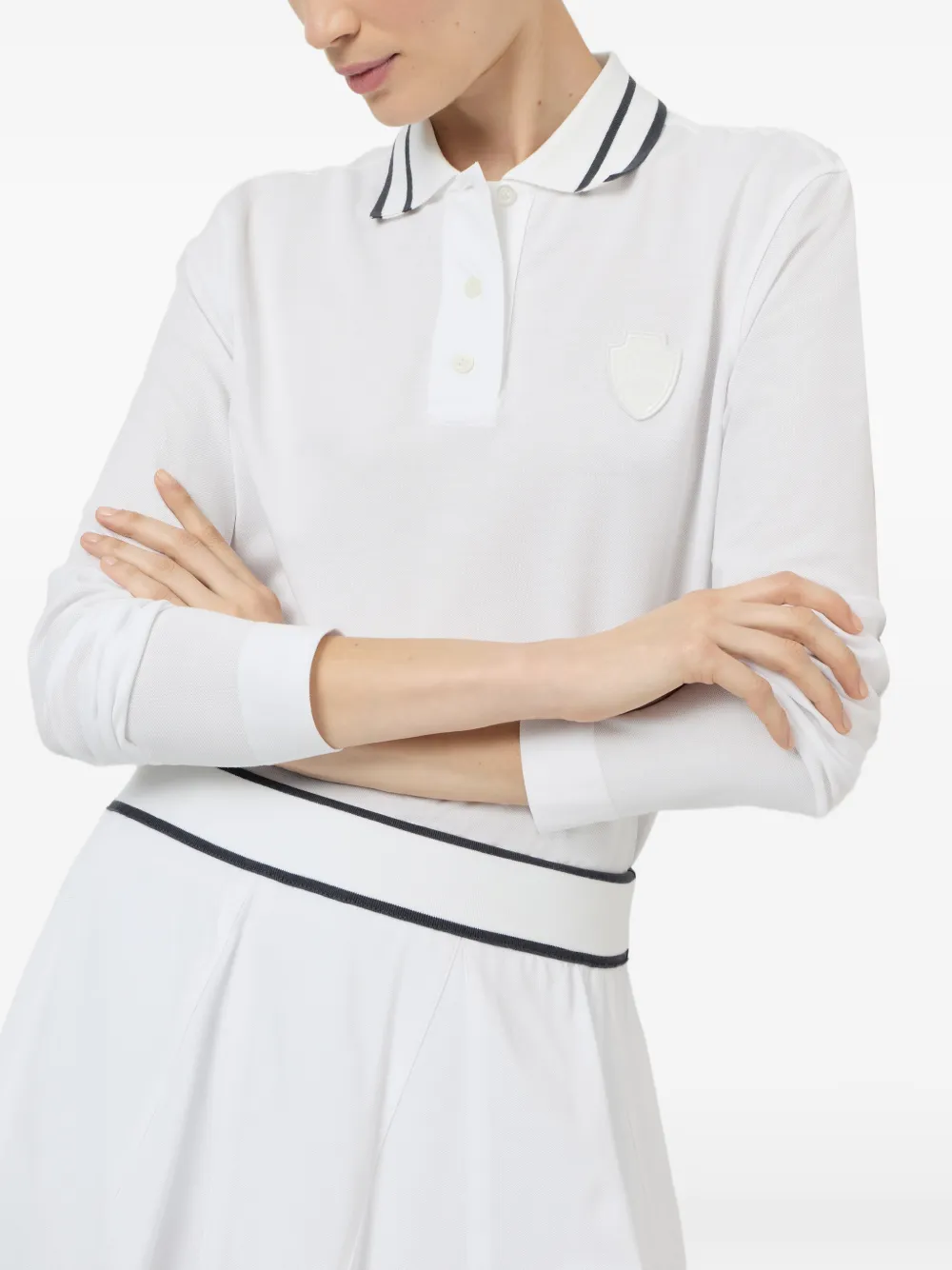 Brunello Cucinelli Piqué poloshirt van stretch-katoen met logo Wit