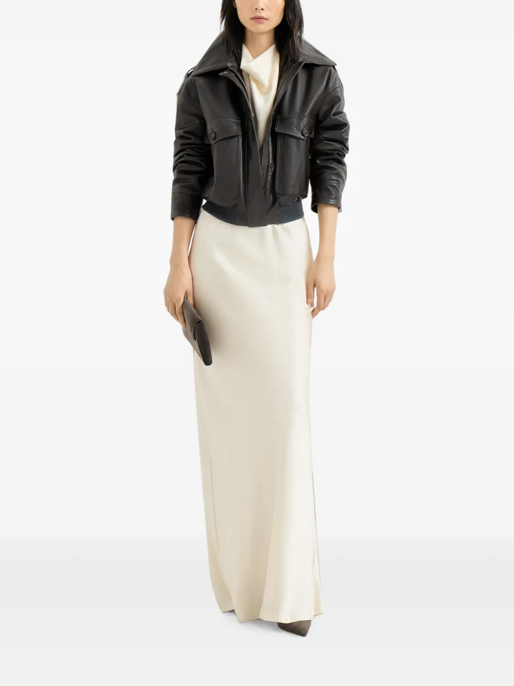 Brunello Cucinelli Zijde-satijnen halterjurk Beige