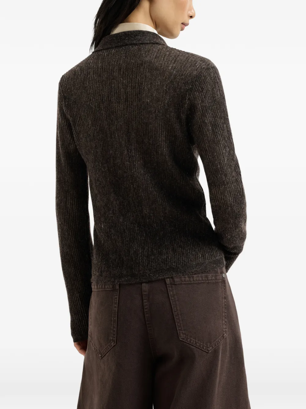 Brunello Cucinelli Zijden alpaca en wollen ribgebreid vest Bruin