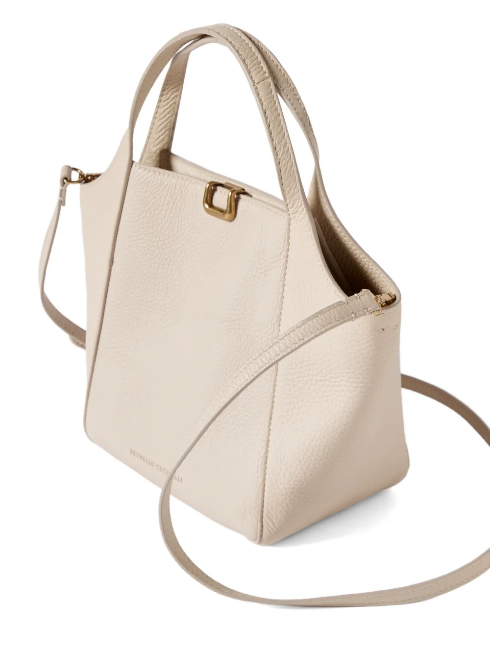 Brunello Cucinelli Sartorial kleine bucket-tas van zacht gekorreld leer Beige
