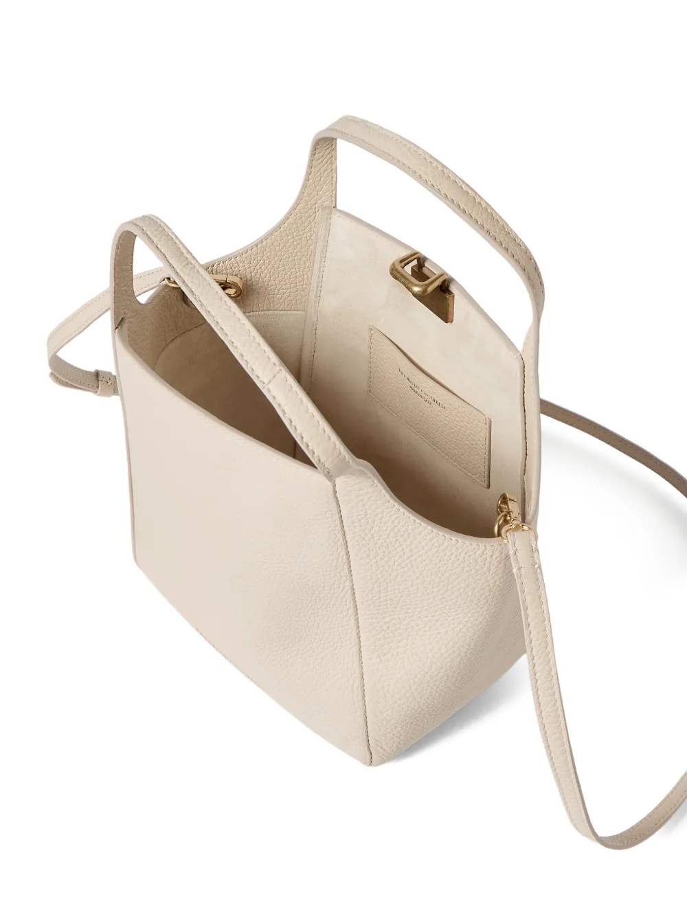 Brunello Cucinelli Sartorial kleine bucket-tas van zacht gekorreld leer Beige