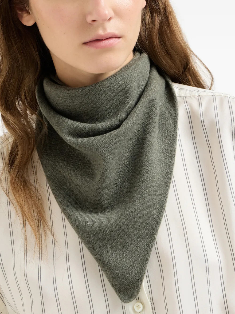 Brunello Cucinelli Kasjmier foulard met Monili Groen