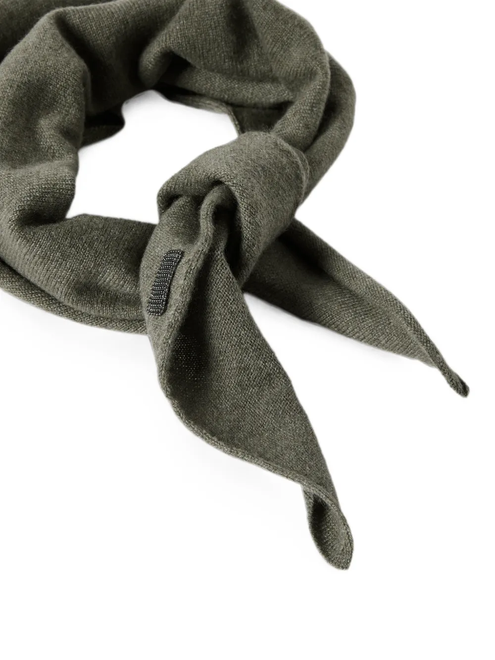 Brunello Cucinelli Kasjmier foulard met Monili Groen