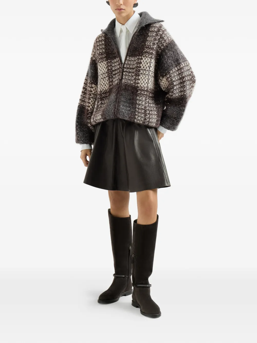 Brunello Cucinelli Nappa leren mini-rok Bruin