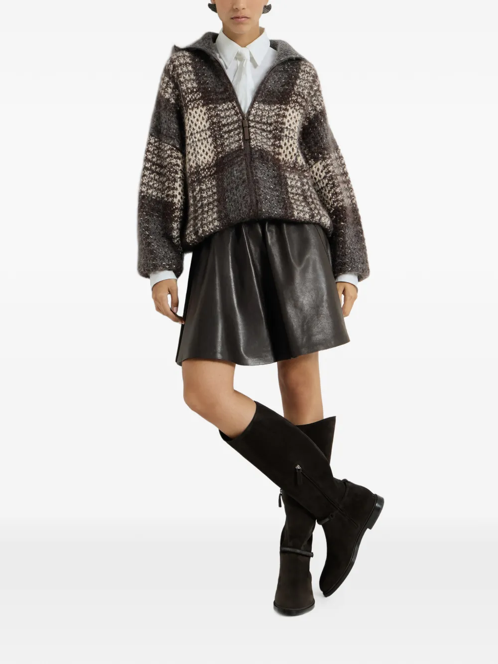 Brunello Cucinelli Nappa leren mini-rok Bruin