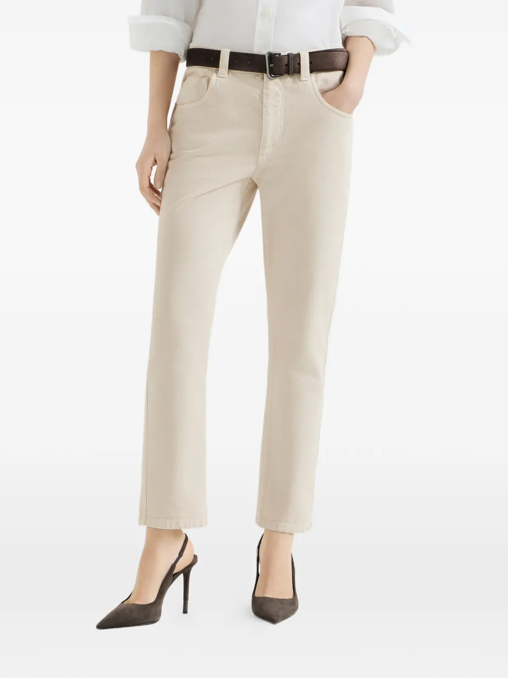 Brunello Cucinelli Straight jeans met vijf zakken Beige