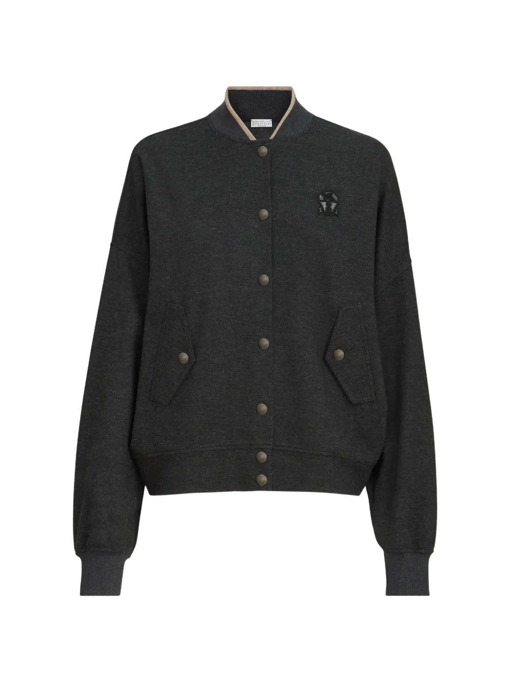 Brunello Cucinelli Logo-patch Bomber Jacket In Gray