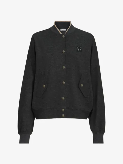 Brunello Cucinelli logo-patch bomber jacket