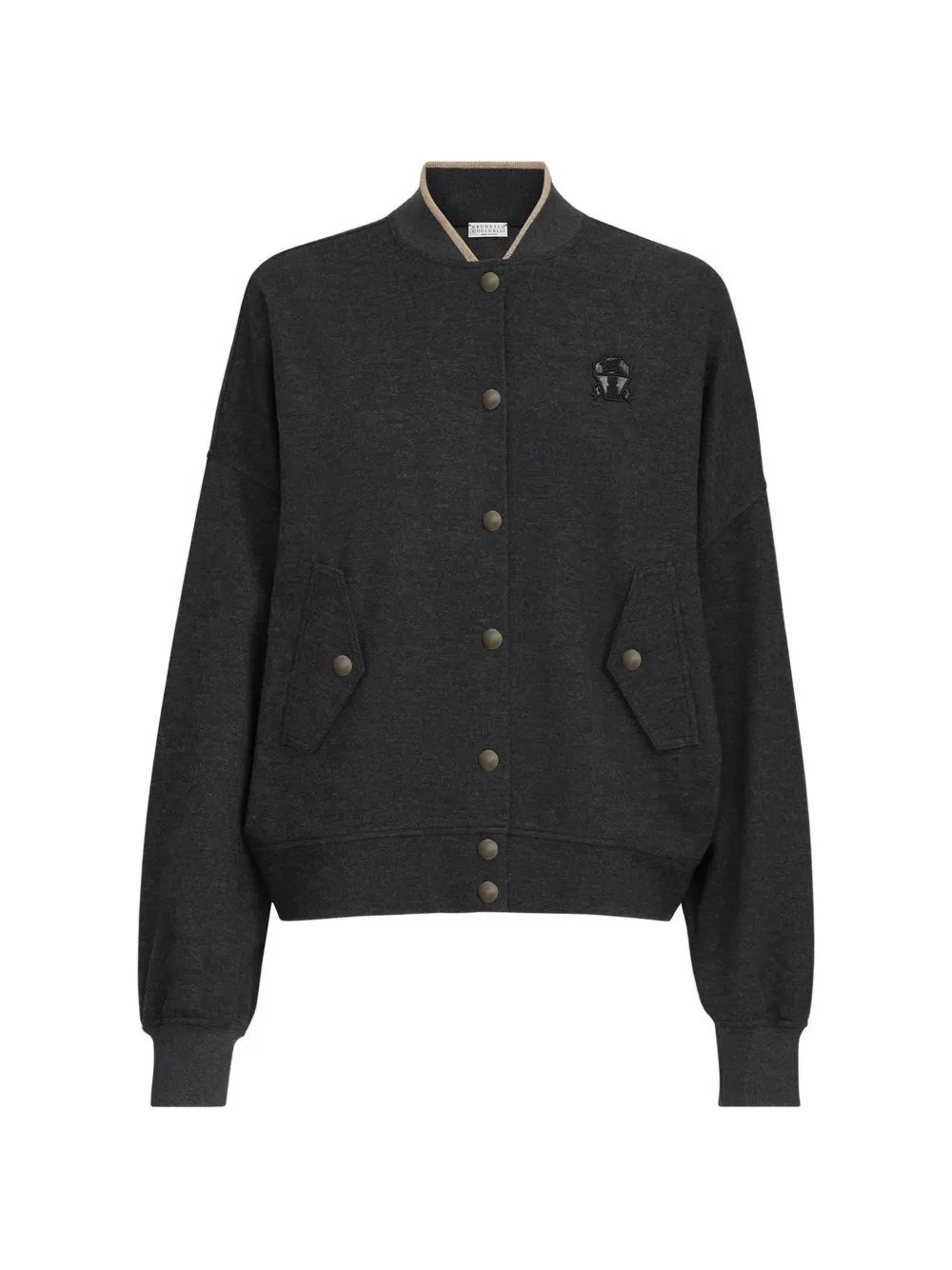 Brunello Cucinelli logo-patch bomber jacket