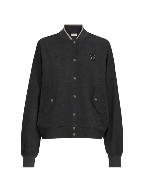 Brunello Cucinelli chamarra bomber con parche del logo