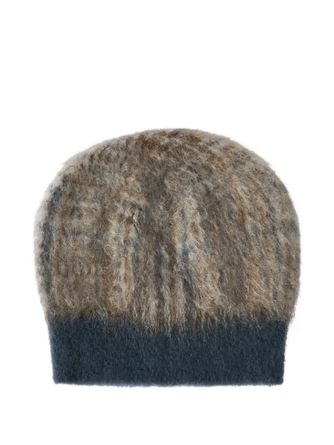 Brunello Cucinelli mohair and would Prince of Wales double-knit beanie hat