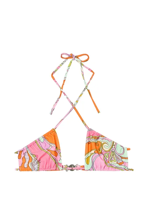 PUCCI top de bikini con cuello halter y estampado abstracto