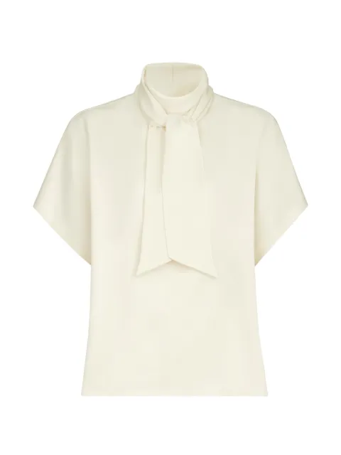Brunello Cucinelli silk satin high-neck T-shirt with Monili