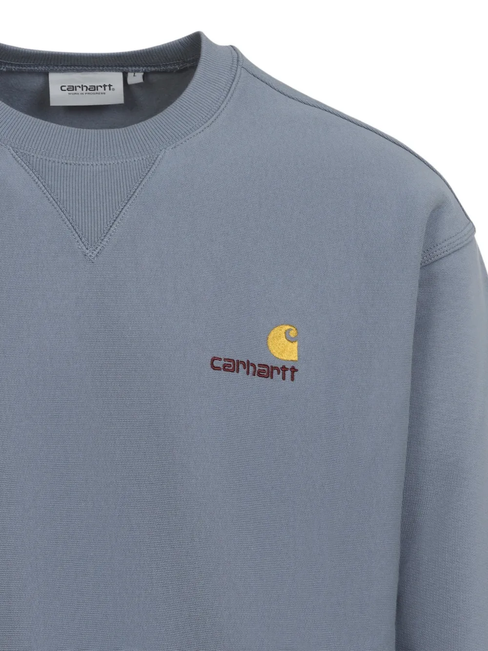 Carhartt WIP American Script trui met geborduurd logo en ronde hals Blauw