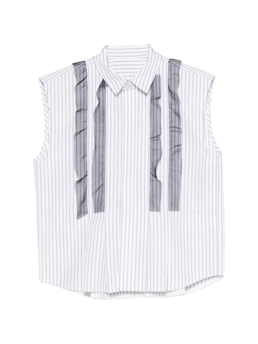 Sacai Ruffled Striped Shirt In White