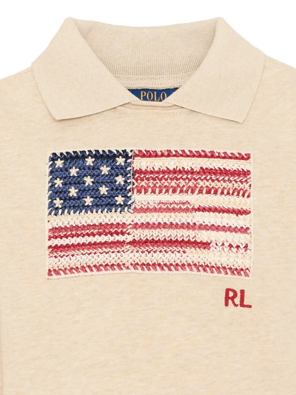 POLO RALPH LAUREN KIDS Trui met intarsia vlag en kraag Beige