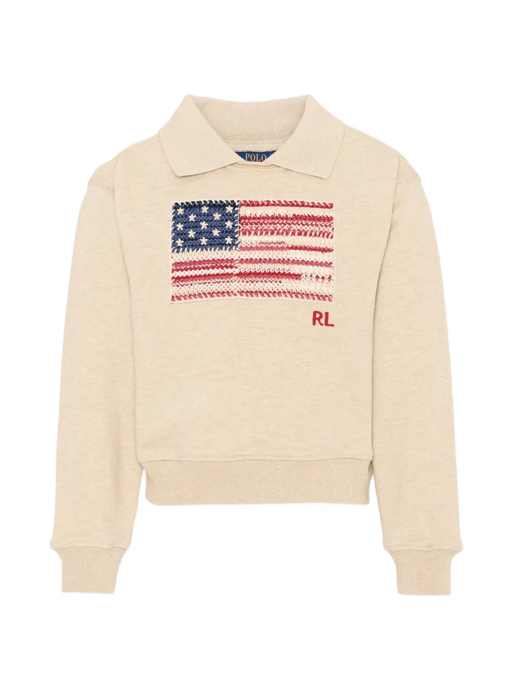 POLO RALPH LAUREN KIDS flag-intarsia collar sweater - Toni neutri