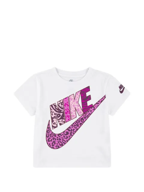 Nike Kids Futura animal-print-logo T-shirt