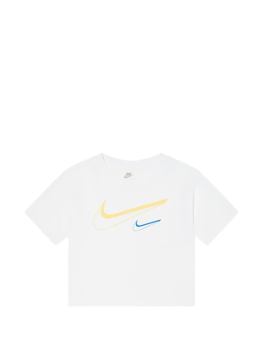 Nike Kids Swoosh-print boxy-fit T-shirt - Bianco