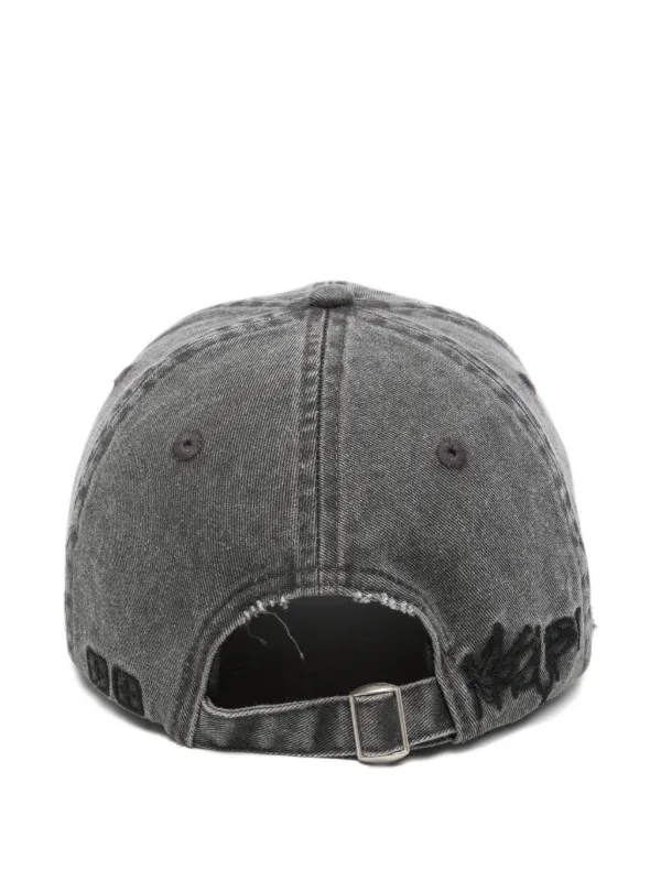 Ksubi Distressed Embroidered Baseball Cap | Grey | FARFETCH