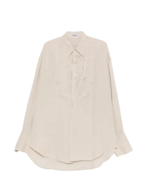 Gianfranco Ferré Pre-Owned camisa de lino con bordado 1990