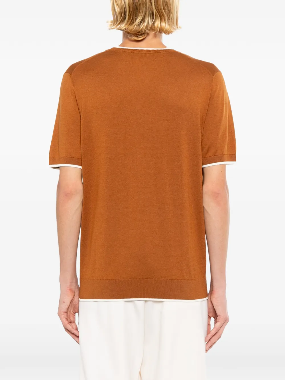 Kiton Fijngebreid T-shirt met contrasterende afwerking Bruin