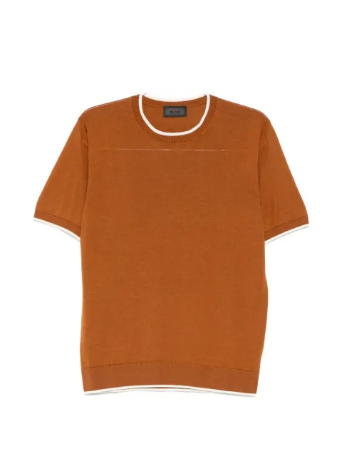 Kiton contrast-trim fine-knit T-shirt