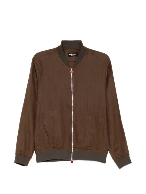 Kiton linen ribbed-trim zip jacket