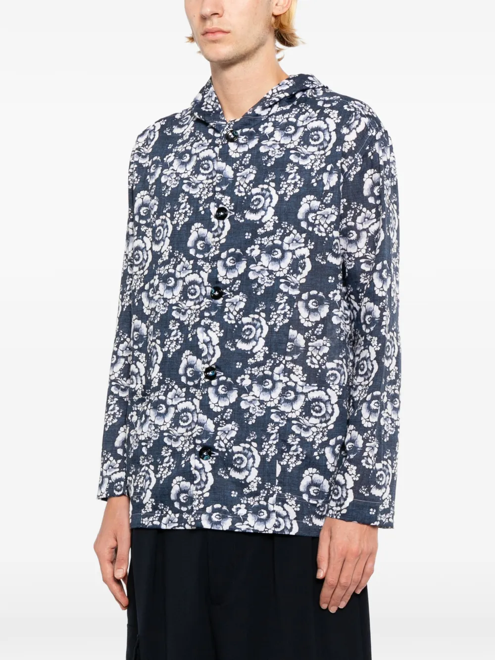 Kiton Overhemd met bloemenprint Blauw