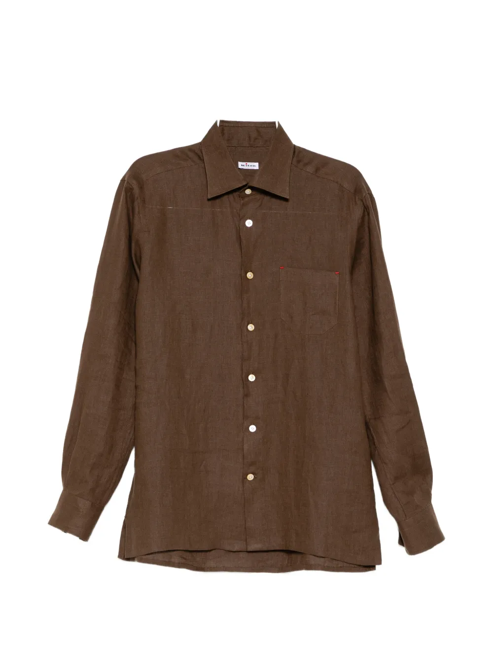 Kiton linen patch-pocket shirt - Marrone