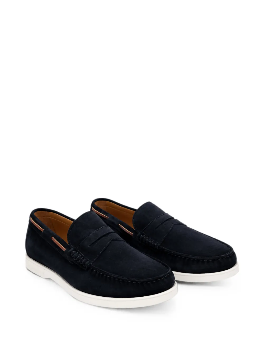 Kiton suede-finish leather loafers Blauw