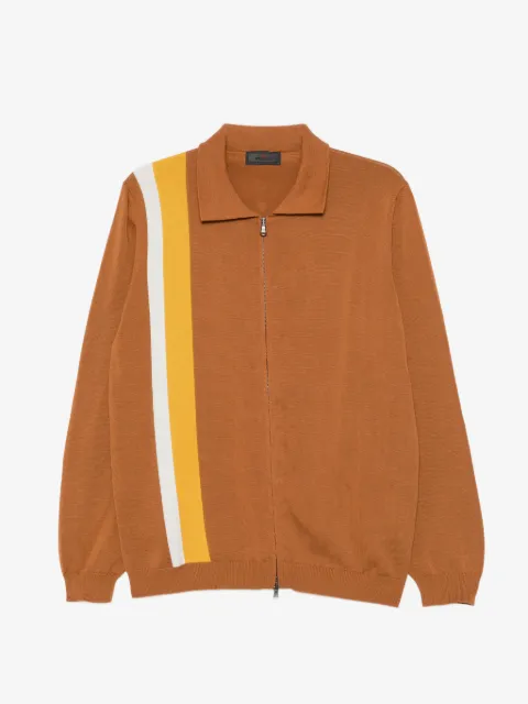 Kiton stripe-detail zip-up cardigan
