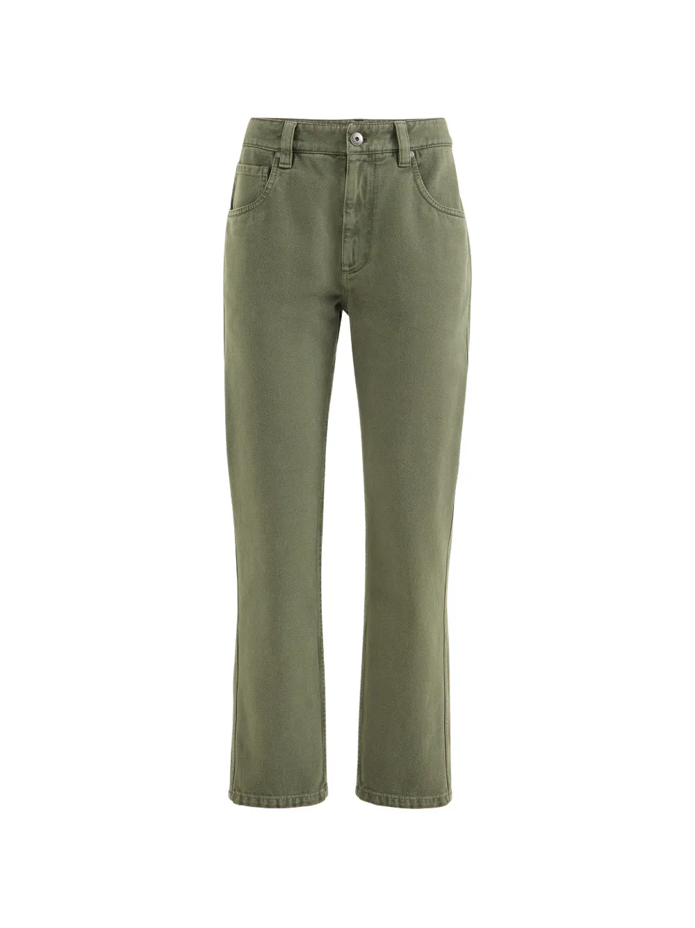 Brunello Cucinelli dyed denim five-pocket straight trousers with shiny bartack - Verde