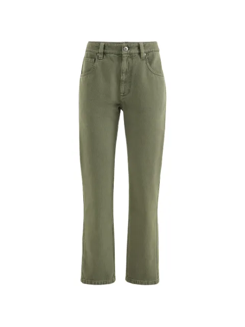 Brunello Cucinelli Pantalon droit à cinq poches en denim teint avec bartack brillant