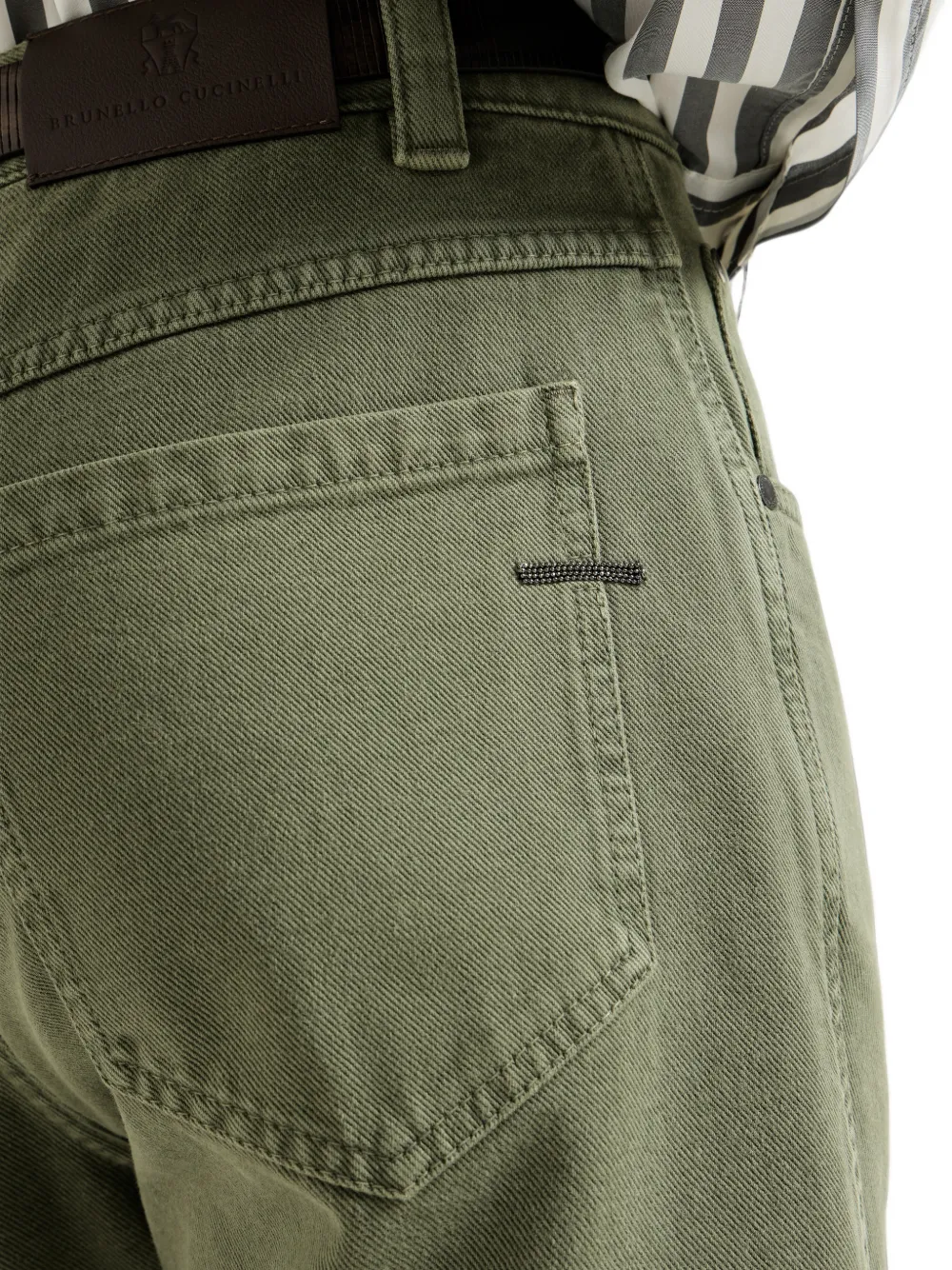 Brunello Cucinelli Denim straight broek met vijf zakken en glanzend detail Groen