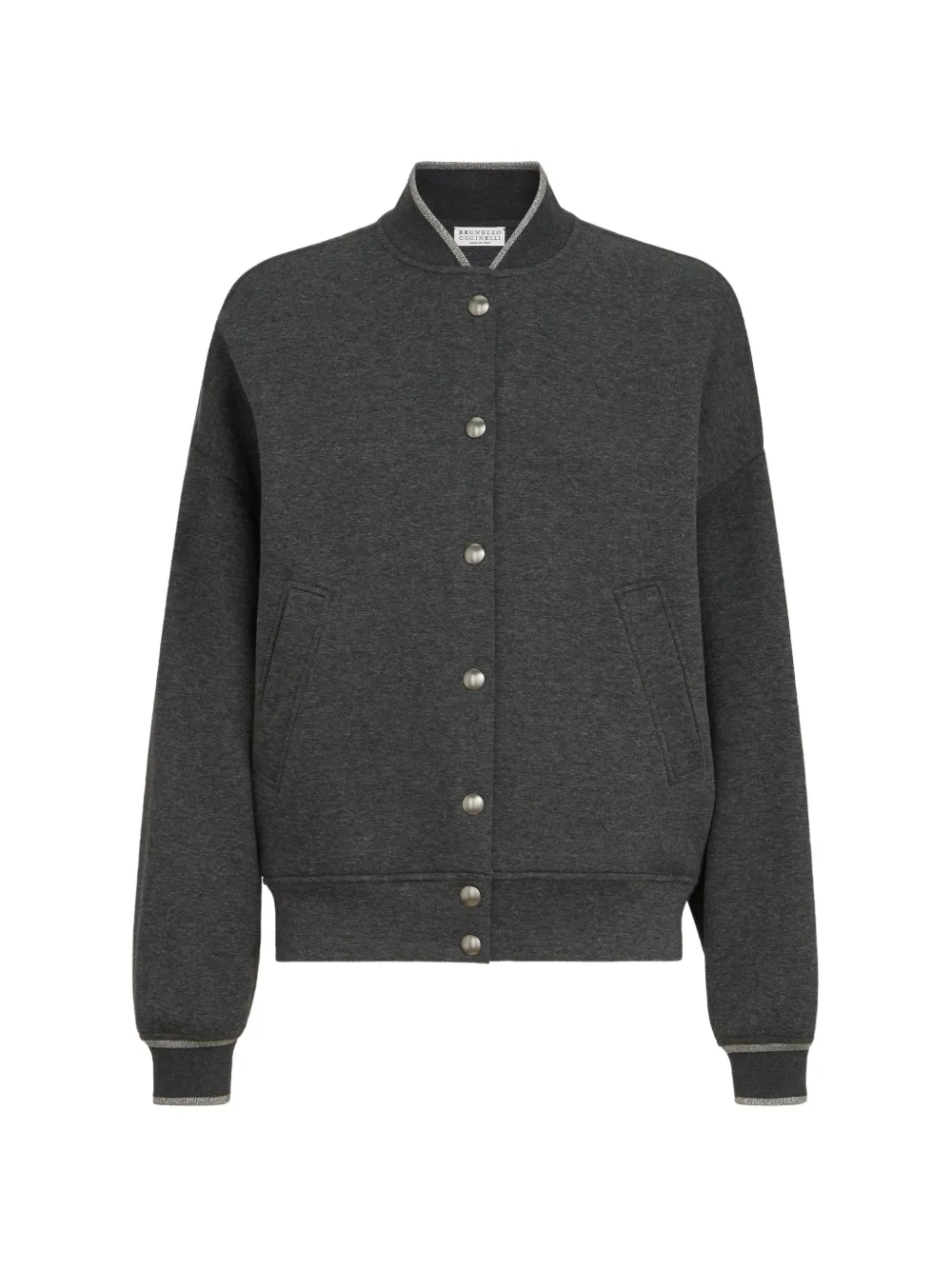 Brunello Cucinelli Techno cotton and cashmere interlock bomber jacket Grijs